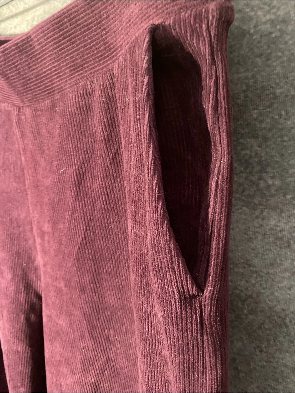 Lands End Womens M 10 12 Corduroy Pants Elastic Waist Pull On Pocket Plum